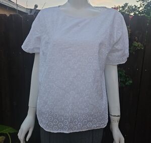 Brooks Brothers White Eyelet Top